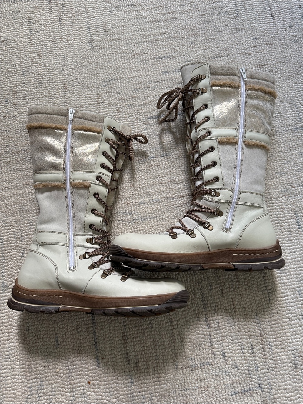 Bos & Co Gabriella Winter White Waterproof Lace Up Boots EU 41 / US 10